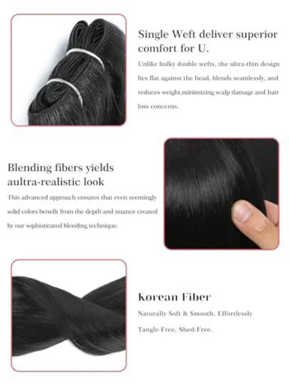 Black Straight Clip-In Hair Extensions - Sleek Women’s Hair